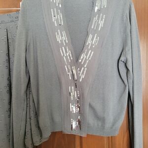 Anne Klein Gray Skirt Set with Sequins